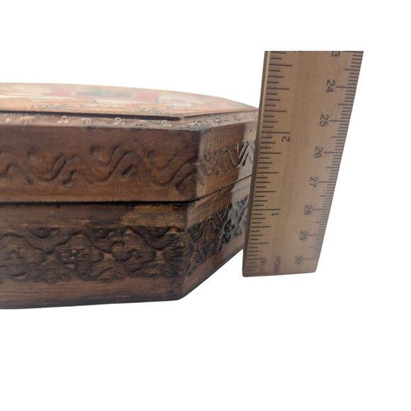 Rajasthani Wooden Mukhwas Box Hand Painted Elephant Dry Fruit Box w Four partit - Picture 6 of 15